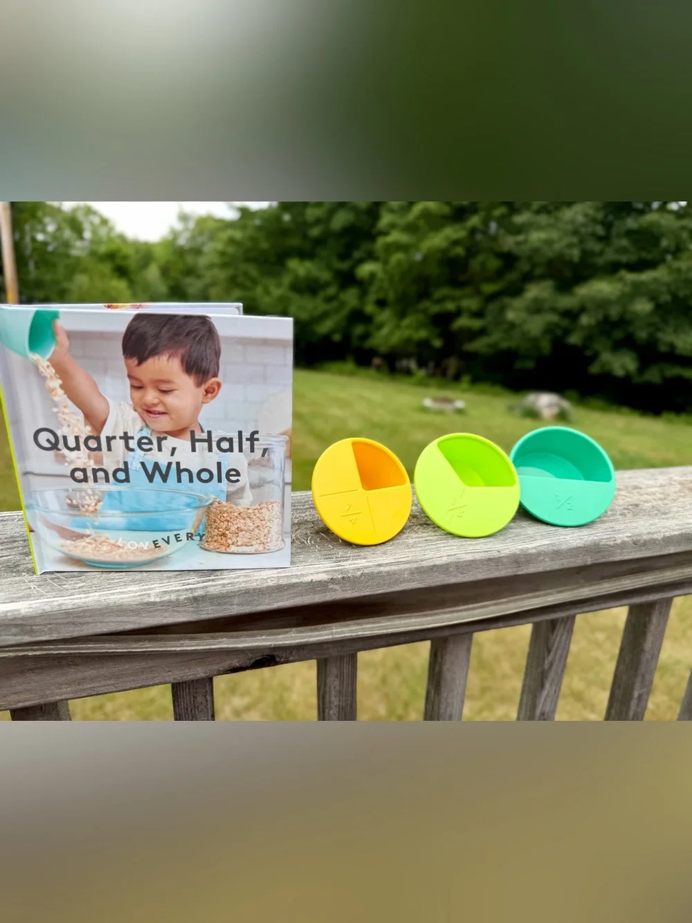 Lovevery Quarter, Half & Whole Fraction Set | Measuring Cups + Recipe Cards